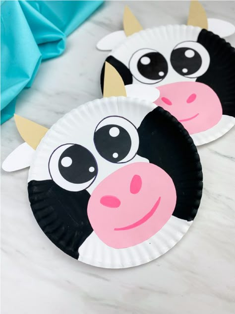 Fun Preschool Crafts, Paper Plate Animals, Plate Crafts For Kids, Preschool Valentine, Cow Craft, Valentine Paper, Farm Animal Crafts, Pig Crafts, Paper Plate Crafts For Kids