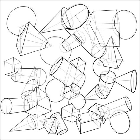 ArtStation - Form Intersections, CrashHermit Practice Drawing Shapes, Drawing Shapes, Peter Han, Line Quality, Structural Drawing, Artist Tutorials, Comic Book Drawing, Form Drawing, Isometric Drawing