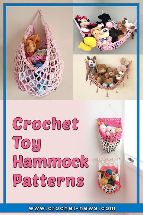 CROCHET TOY HAMMOCK PATTERNS CrochetIdeas, CrochetArt Crochet Toy Hammock, Hammock For Stuffed Animals, Store Stuffed Animals, Functional Crochet, Crochet Hammock, Stuffed Animal Net, Stuffed Animal Holder, Stuffed Animal Hammock, Types Of Crochet