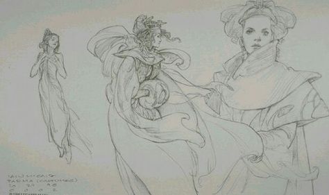 QUEEN AMIDALA (Padmé NABERRIE) | STAR WARS | Episode I : The Phantom Menace (1999) | STAR WARS : Iain McCAIG (Concept Art) Padme Concept Art, Padme Naboo, Naboo Fashion, Unused Concept Art, Iain Mccaig, Ahmed Aldoori, Costume Concept, Concept Art Sketches, Costume Design Sketch