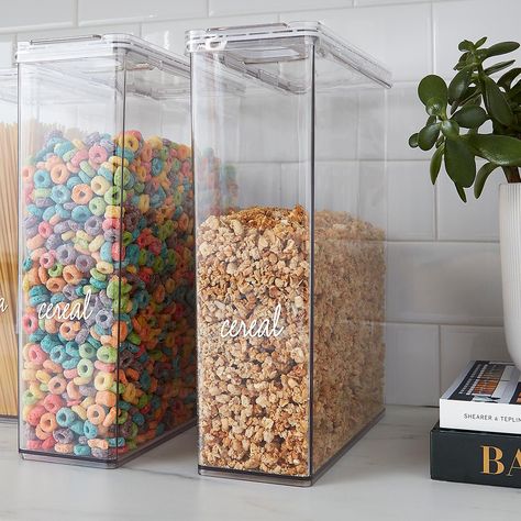 Narrow Pantry, Clutter Free Kitchen, Pantry Bin, Cereal Storage, Cereal Containers, Home Edit, Pantry Organizers, Pantry Shelving, Pantry Essentials