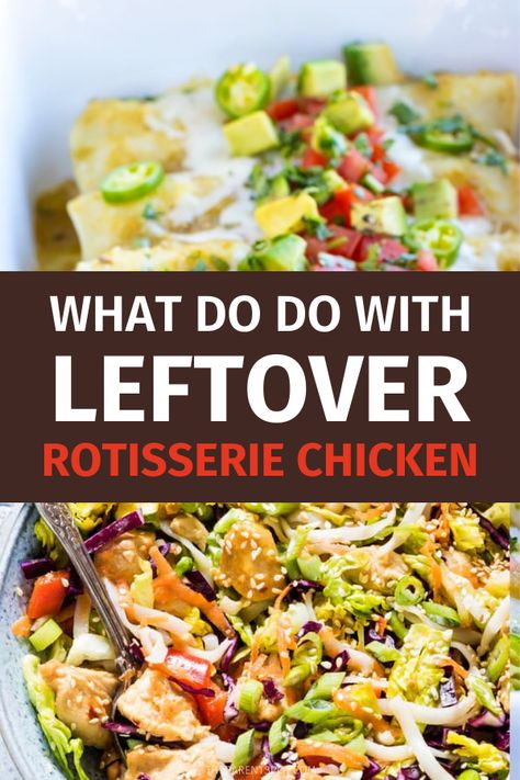 Looking for some tasty recipes for leftover rotisserie chicken? Try these? Roasted Chicken Leftover Recipes, Rotisserie Chicken Leftovers, Leftover Chicken Recipes Healthy, Rotisserie Chicken Recipes Healthy, Rotisserie Recipes, Leftover Meals, Chicken Leftovers, Rotisserie Chicken Recipes Leftover, Recipes Using Rotisserie Chicken