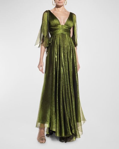 Maria Lucia Hohan, Designer Evening Gowns, Evening Dress Floor Length, Silk Dress Long, Floor Length Gown, Full Length Dress, Pleated Fabric, Gowns With Sleeves, Silk Maxi Dress