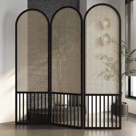 🌿 Partition Screens: Creating Stylish & Functional Spaces 🌿 Partition screens are more than just room dividers — they offer a unique way to bring texture, style, and flexibility to any space. Introducing our Arched Shape Rattan Solid Wood Screen, a perfect mix of natural elegance and craftsmanship. With its arched design and handcrafted rattan detail, making it a versatile décor piece that elevates your space with a touch of organic beauty. Tap 👆 to support us and join our community 👥 for e... Rattan Partition, Rattan Craft, Master Design, Partition Walls, Shoe Rack Living Room, Full Length Mirror Wall, Light Study, Basket Lighting, Staircase Chandelier