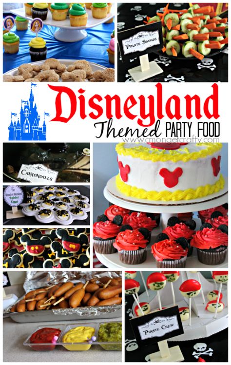 Throw a party inspired by the Happiest Place on Earth with these Disneyland Food Ideas! Themed Party Food Ideas, Disney Party Foods, Disney World Party, Disneyland Birthday Party, Disney Themed Party, Disneyland Party, Disney World Birthday, Disney Themed Food, Disney Parties