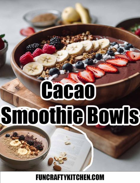 Cacao Smoothie Bowls - FunCraftyKitchen Blueberry Shortcake, Cacao Fruit, Cacao Smoothie, Smoothie Base, Glazed Chicken Wings, Honey Glazed Chicken, Crock Pot Desserts, Spicy Honey, Smoothie Bowl Recipe