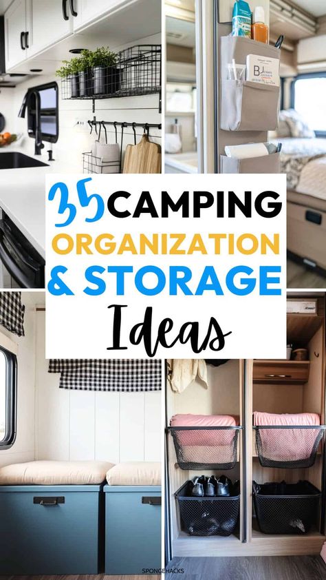 35 Genius Camping Organization Tips You Absolutely Need Camping Packing Organization, Camping Tacos, Camping Supplies Storage, Travel Trailer Storage, Camper Storage Ideas Travel Trailers, Camper Organization Travel Trailers, Camping Gear Storage, Travel Trailer Organization, Trailer Organization