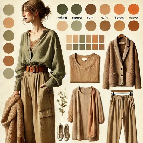 Earthtone Color Palette, Brown Color Combinations Outfits, Earth Tone Wardrobe, Earth Tone Streetwear, Earth Toned Outfits, Earth Tone Clothes, Earth Tone Outfits, Outfit Pieces, Color Combinations For Clothes