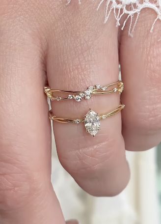 Melanie Casey Melanie Casey Ring, Bohemian Wedding Rings Melanie Casey Fine Jewelry, Dainty Gold Engagement Ring Melanie Casey Fine Jewelry, Melanie Casey Threaded Ring, Delicate Rings Melanie Casey Fine Jewelry, Halal Couple, Garden Ring, Small Earrings Gold, Marquise Engagement Ring