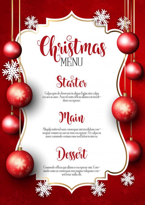 Christmas menu design background Free Vector | Free Vector #Freepik #vector #freebackground #freechristmas #freemenu #freechristmas-background Xmas Menu Design, Cake Designs Christmas, Christmas Menu Design, Design Christmas Card, Menu Background, Menu Christmas, Xmas Menu, New Year Menu, Menu Sans Gluten