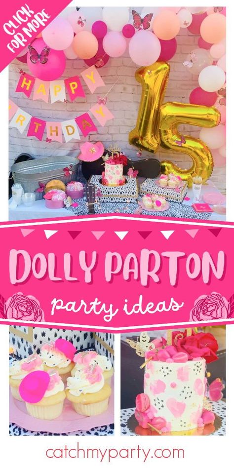 Dolly Parton Party Games, Dolly Parton Party Favors, Dolly Themed Party, Dolly Parton Themed Cake, Parton Me Its My Birthday, Dolly Parton Birthday Party Decorations, Dolly Disco Party, Dolly Parton Sweet 16, Dolly Parton Birthday Cake Ideas