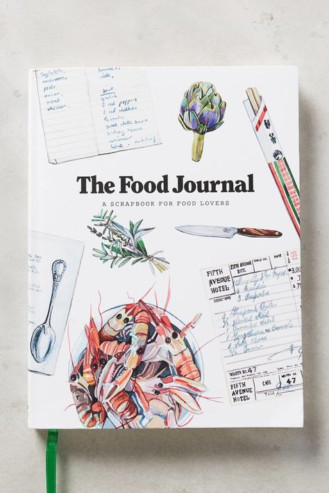 The Food Journal, $16; Anthropologie.com Recipe Book Design, Cookbook Design, Buch Design, Design Editorial, Chronicle Books, Food Journal, Food Illustrations, White Elephant Gifts, Elephant Gifts