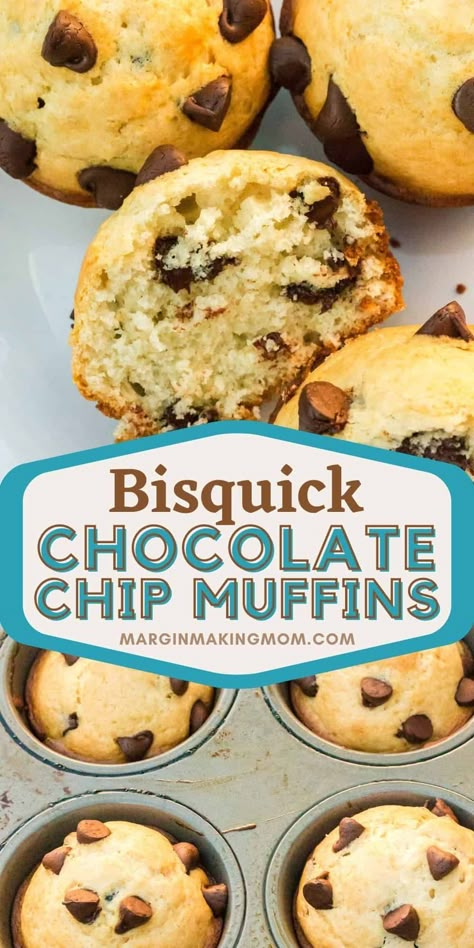 Breakfast Ideas With Bisquick, Bisquick Chocolate Chip Muffins, Bisquick Inspired Recipes, Bisquick Recipes Dinner, Bisquick Muffins, Bisquick Recipes Breakfast, How To Make Bisquick, Bisquick Mix Recipe, Homemade Chocolate Chip Muffins