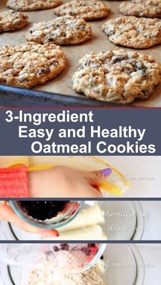 Oatmeal Raisin Cookies Healthy, Oatmeal Cookies Easy, Healthy Oatmeal Cookies, Banana Oatmeal Cookies, Cookies Healthy, Eat Cookies, Oatmeal Cookie Recipes, Cookies Easy, Oatmeal Raisin Cookies