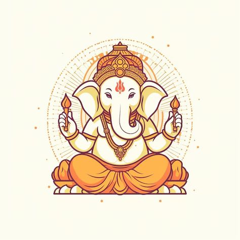 Ganesh Ji Illustration, Lord Ganesh Drawings, Ganesh Images Hd Wallpaper, Ganpati Bappa Pic, Ganapati Bappa Wallpaper, Ganesha Art Drawing Paintings, Ganpati Illustration, Ganpati Bappa Painting, Ganesh Vector