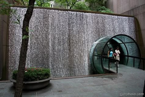 waterwall tunnel Aqua Design, Water Architecture, Water Sculpture, Water Curtain, Water Feature Wall, Herb Garden Design, Fountain Design, Water Wall, Waterfall Fountain