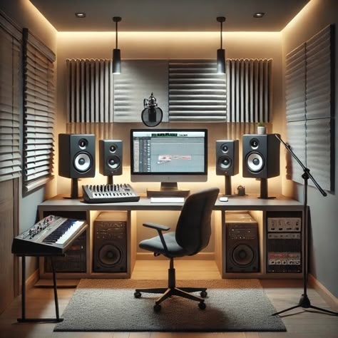 Best Friend Podcast, Music Studio Room Aesthetic, Voice Over Studio, Man Cave Desk, Music Studio Home, Vinyl Bar, Music Studio Design, Home Recording Studio Setup, Recording Studio Setup