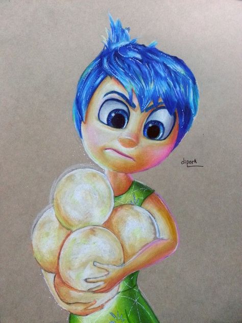 Inside Out Artwork, Inside Out Characters Drawings, Inside Out Drawing, Inside Out Art, Rock Kunst, Inside Out Joy, Art With Color, Cartoon Drawings Sketches, Disney Character Drawings