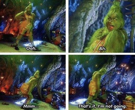 OU. Oh. Mmm ... So everything, I'm not going anywhere.  #thegrinch Grinch Memes, Christmas Memes Funny, Grinch Quotes, Mr Grinch, Christmas Memes, Relatable Crush Posts, Grinch Stole Christmas, The Grinch, Christmas Wallpaper