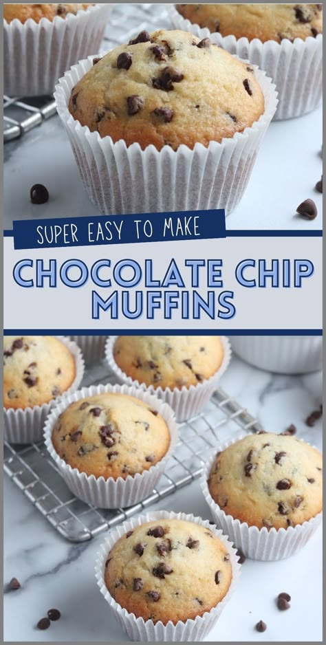 This best chocolate chip muffins recipe will bring the bakery into your home. Easy to make with everyday ingredients like milk, flour, and sugar, coupled with semi-sweet chocolate chips, these muffins bake up rich and moist. Whether you're new to baking or a seasoned pro, this recipe promises delectable results that echo favorite bakery-style treats. Quick Muffins Easy, Quick And Easy Muffins, Muffin Recipes No Milk, Easy Choc Chip Muffins, Easy Muffins 5 Ingredients, Chocolate Chip Muffins Recipe Easy, Easy Chocolate Chip Muffin Recipes, Home Made Chocolate Chip Muffins, Easy Muffins Recipe