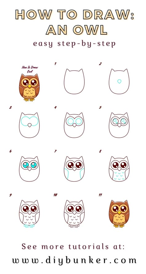 Zentangle Owl Easy, Whimsical Owl Drawing, New Year Drawings Ideas, Easy Owl Drawing Simple, Owl Doodle Cute, How To Draw Cute Drawings, How To Draw Owls, Owl Doodle Easy, How To Draw A Owl