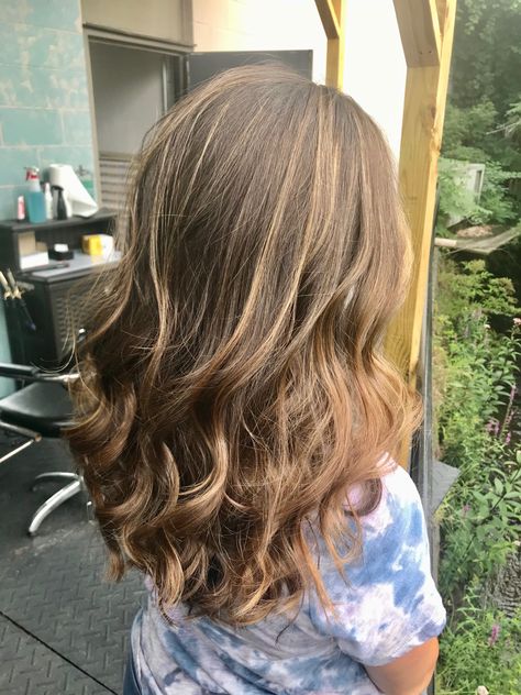 Highlight Inspo For Light Brown Hair, Kid Highlights Hair, Kids Highlights Hair, Milk Chocolate Brown Hair With Caramel, Baby Lights On Brown Hair, Carmal And Brown Highlights, Baby Lights Hair, Carmela Highlights In Light Brown Hair, Brown Carmel Highlight