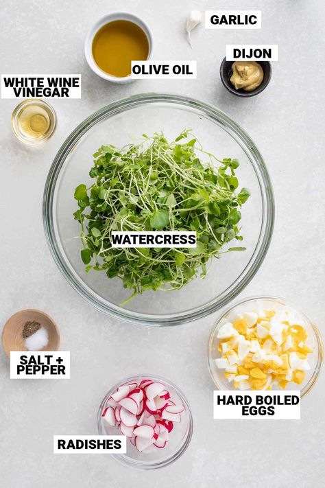 Salad With Homemade Dressing, Watercress Recipes, Cold Salads, Lunch Prep, Watercress Salad, Healthy Diets, Salad Dishes, Cold Salad, Homemade Dressing