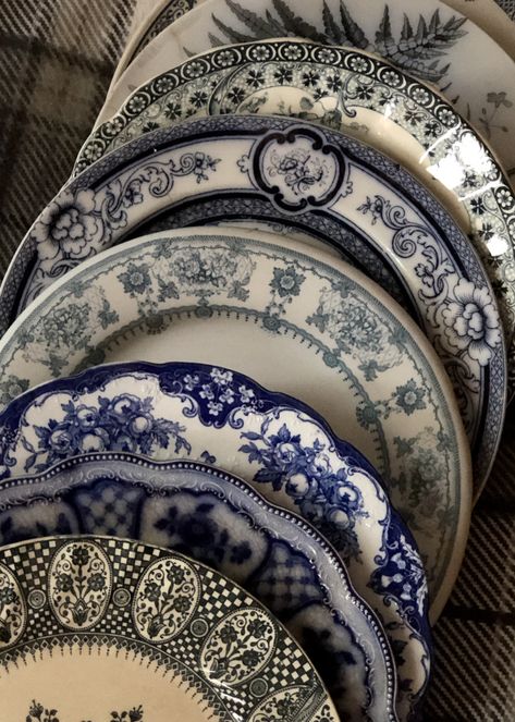 Vintage China Aesthetic, Blue China Aesthetic, Dinnerware Aesthetic, European Plates, Porcelain Aesthetic, Aesthetic Dishes, Mismatched Dinnerware, Aesthetic Plates, Plates Aesthetic