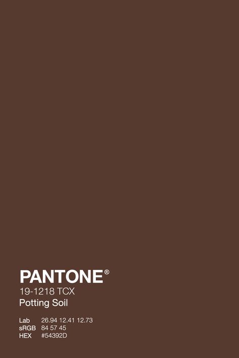 Discover the warm, earthy elegance of Potting Soil Brown (PANTONE 19-1218). A rich, versatile hue that adds depth and sophistication to any palette. Perfect for autumn-inspired décor and fashion. #PottingSoilBrown #PANTONE191218 #AutumnPalette #brown Pantone Colors Brown, Light Brown Pantone, Dark Brown Pantone, Autumn Pantone, Pantone Brown, Pink Color Chart, Frost Aesthetic, Black Tie Wedding Guest Attire, Camp Merch