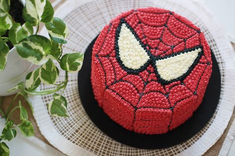 “Spiderman” Cake – Rollpublic Cake With Strawberry Jam, Mocha Buttercream, Cake With Strawberry, Spiderman Cake, Red Bean, Strawberry Cakes, Cake Flavors, Butter Cake, Matcha Green