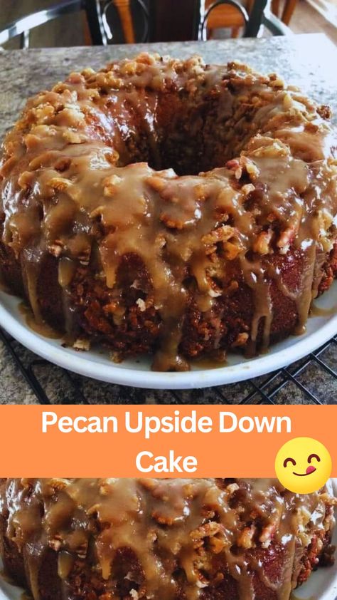 Pecan Upside Down Cake Upside Down Pecan Pound Cake, Pecan Upside Down Cake With Box Cake, Caramel Pecan Upside Down Cake Loaf, Pecan Bundt Cake Recipes, Pecan Pie Bundt Cake Recipe, Caramel Pecan Upside Down Cake, Pecan Upside Down Cake Recipe, Upside Down Pecan Cake, Pecan Upside Down Bundt Cake