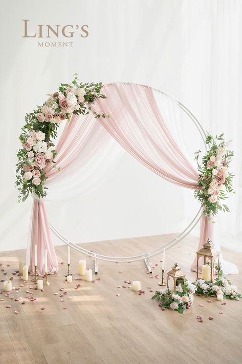 Planning on a having a beautiful wedding arch for your big day? Don't forget about flowers and decor for your wedding arch! Our DIY wedding arch flowers are simple yet elegant and can be used for both a round arch or a square arch. When you purchase your wedding arch flowers from Ling's moment, we will teach you how to make your wedding arch look beautiful whether your wedding is at the beach or in a chapel. Check out these wedding arch flowers in dusty rose and cream! Simple Wedding Arch, Dyi Wedding, Dusty Pink Weddings, Engagement Decor, Floral Arch Wedding, Round Arch, Quinceanera Ideas, Wood Arch, Wedding Ceremony Arch