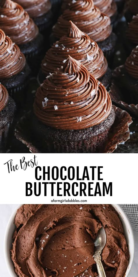 Made with just a few ingredients in under 10 minutes, this Chocolate Buttercream is rich and chocolatey, with a smooth and creamy texture. Perfect for topping cupcakes, cakes, and more. It's my absolute favorite chocolate buttercream! The Best Chocolate Frosting, Best Chocolate Buttercream, Best Chocolate Frosting, Ganache Recipes, Chocolate Icing Recipes, Chocolate Buttercream Frosting Recipe, Chocolate Buttercream Recipe, Chocolate Buttercream Icing, Buttercream Icing Recipe