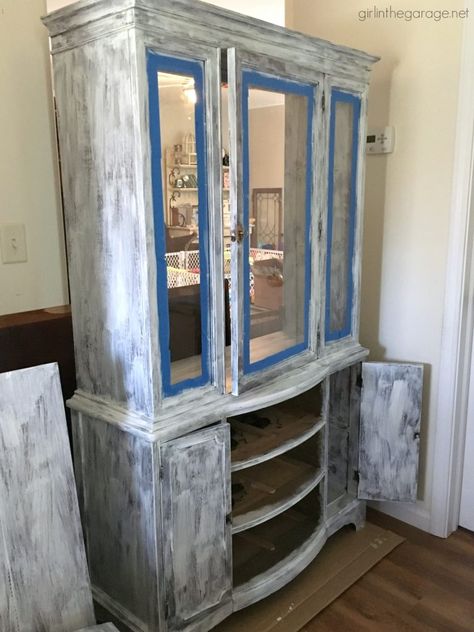 Chalk Paint Curio Cabinet, China Cabinet Redo Farmhouse, Wallpaper China Cabinet, Updated China Cabinet, Old China Cabinet Makeover, Painting China Cabinet, Vintage China Cabinet Makeover, China Cabinet Makeover Ideas, Antique China Cabinet Makeover