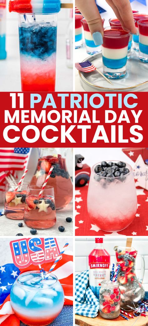 These are the must-make Memorial Day drinks! Patriotic drinks, patriotic cocktails, red white and blue cocktails, red white and blue drinks, recipes for Memorial Day, Memorial Day cocktails. 4th Of July Beverages, 4th Drinks, Red White And Blue Drinks, Red White Blue Drink, Red White And Blue Cocktails, 4th Of July Drinks, Summer Party Drink, July Cocktails, Summer Sangria Recipes