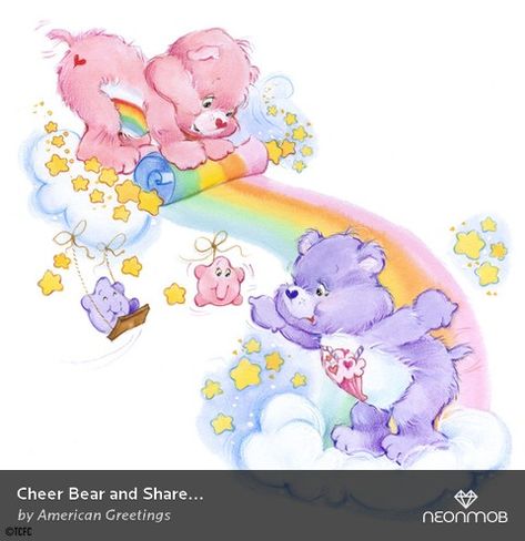 I'm obsessed with this card I got on @NeonMob Photo Ours, Care Bears Cheer Bear, Care Bears Vintage, Care Bear Party, Cheer Bear, Care Bears Cousins, Kawaii Faces, Images Disney, Bear Party