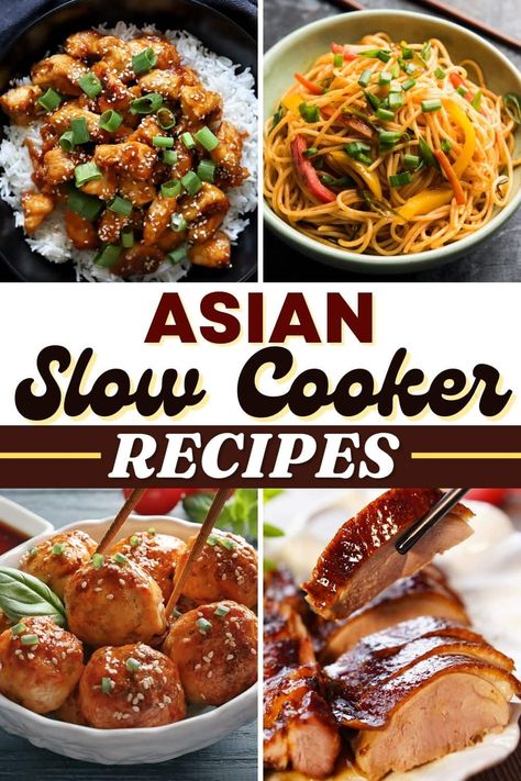 Skip ordering takeout and make these Asian slow cooker recipes instead! From lo mein to teriyaki chicken to beef and broccoli, it's so easy to make your favorite dishes at home. Asian Slow Cooker, Asian Slow Cooker Recipes, Crockpot Asian Recipes, Slow Cooker Asian, Beef And Broccoli, Chinese Cooking Recipes, Lo Mein, Slow Cooker Dinner, Healthy Slow Cooker