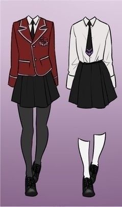 School Uniform Fashion, School Uniform Outfits, Clothing Sketches, Uniform Ideas, Dress Design Drawing, Drawing Anime Clothes, Clothing Design Sketches, Anime Clothes, Uniform Fashion