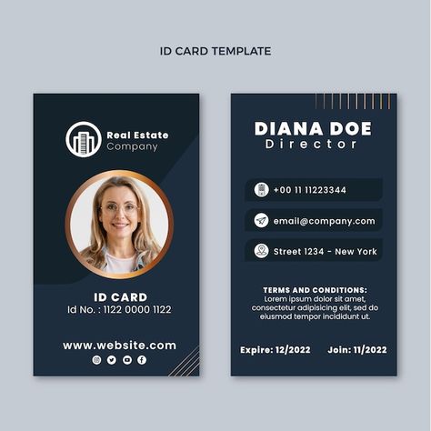 Identity Card Design, Card Template Free, Blue Company, Business Cards Layout, Company Id, Abstract Template, Vector Gradient, Id Card Template, Card Templates Free