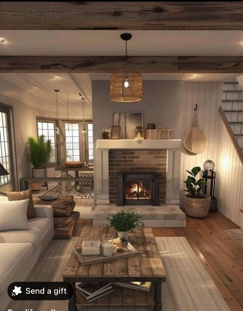 Cottage Homes Interior, Cottage Building, Bloxburg Cottage, Vintage Apartment Decor, Modern Cottage Homes, Warm Home Aesthetic, Cottage Home Interior, Cottage House Interior, Autumn Farm