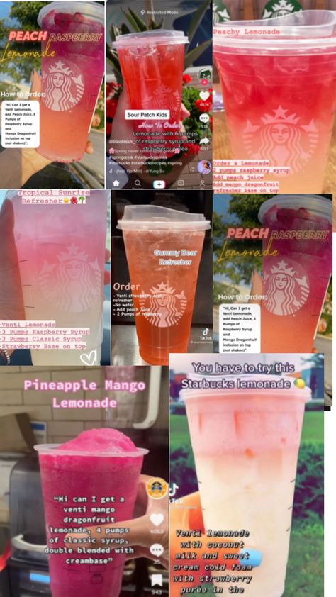 🌸Refreshing fruity drinks from Starbucks🌸 Dutch Bros Secret Menu, Drinks From Starbucks, Starbucks Drink Menu, Dutch Bros Drinks, Starbucks Secret Menu Recipes, How To Order Starbucks, Starbucks Refreshers, Starbucks Drinks Recipes, Starbucks Secret Menu