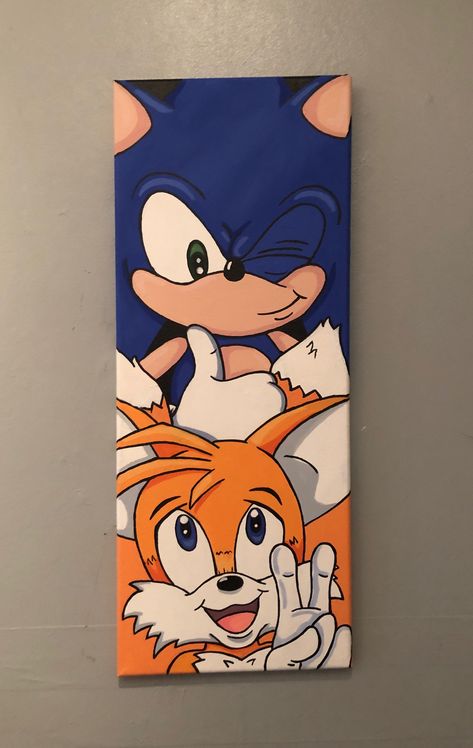 Cartoon For Wall Painting, Ideas For Long Canvas, Sonic The Hedgehog Painting, Paintings On Long Canvas, Sonic Canvas Painting, Long Canvas Ideas, Painting Ideas On Long Canvas, Painting Long Canvas, Sonic The Hedgehog Drawing