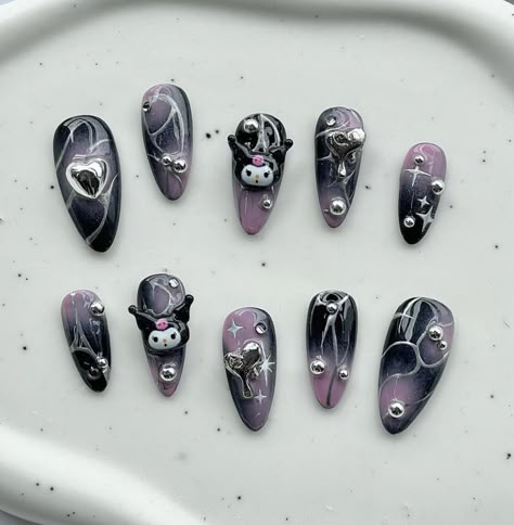 xiaohongshu nails, chinese trendy nails, korean trendy nails, long nails, nail inspo inspiration, nail tech, nail tutorial, cute nails, pretty nails, nail art, birthday nails, kpop nails, trendy nails, nail art, 3d nails Nail Designs Sanrio, Nails Xiaohongshu, Bead Nails, Nail Art Birthday, Nails Kuromi, Chinese Nails Designs, Nails Feminine, Xiaohongshu Nails, Gel X Nail Designs