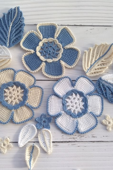 Crochet Flower Motif, Easy Crochet Flower, Irish Crochet Flowers, Flowers Applique, Crochet Wall Art, Lace Motifs, Crochet Flowers Easy, Crochet Blanket Pattern Easy, Crochet Tutorial Pattern