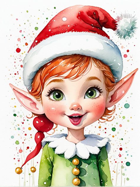 watercolor, little, cheeky  christmas style elf,  Freedownload Freepicture  Ai genereted  by DasAbra Christmas Elves Illustration, Santa's Elves, Christmas Style, S Tattoo, Christmas Watercolor, Christmas Fashion, The Elf, Christmas Elf, Santa Claus