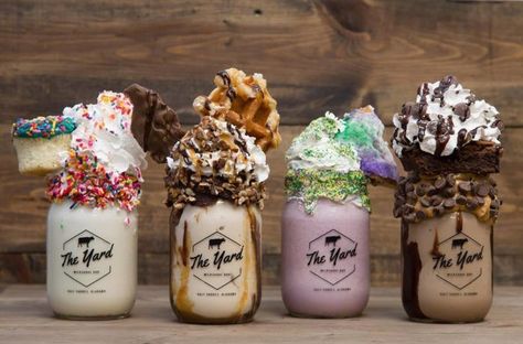 The Yard is the place to go for "crazy specialty milkshakes." The Yard Milkshake Bar, The Yard Milkshake, Gulf Shores Alabama Vacation, Milkshake Bar, Alabama Vacation, Best Milkshakes, Gulf Shores Vacation, Orange Beach Alabama, Types Of Desserts