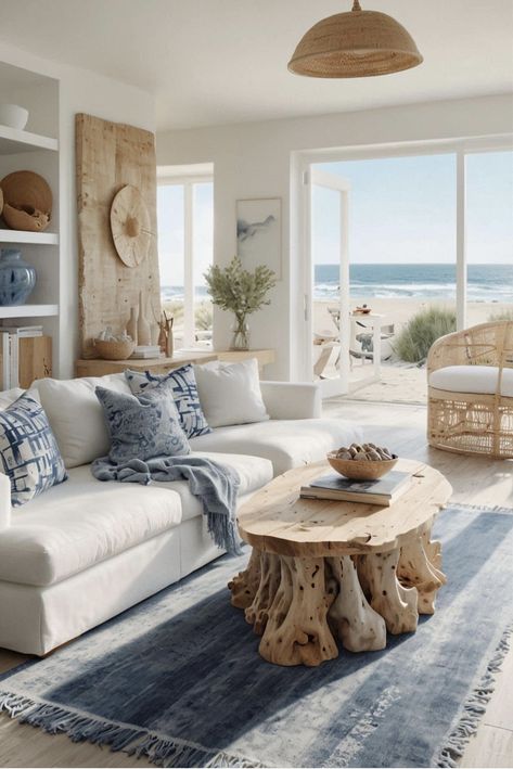 Lake House Aesthetic Interior, Beachy Apartment, Coastal Styling, Vintage Apartment Decor, Country Designs, Vintage Apartment, Beach Living Room, Beach House Living Room, Stile Boho Chic