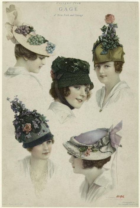 1910s Hats, Edwardian Hat, Historical Hats, 1910s Fashion, Victorian Hats, Antique Hats, 20th Century Fashion, History Fashion, Retro Mode