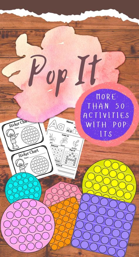 More than 20 different activities with children's favourite toys - pop its! #fall #october #popit #fidget #popitactivities home school teacher resources subjects language art preschool diy reading english Pop It Activities, Diy Preschool, Art Preschool, Pop It Fidget, Multi Sensory, Sticker Chart, Fall October, Pop Stickers, Language Art