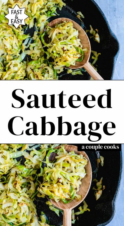 Here's how to make the best sauteed cabbage! Tender and flavored with garlic and lemon, it's the perfect easy side dish to accent any meal. #sauteed #cabbage #sauteedcabbage #cabbagerecipe #sidedish #easysidedish Best Cabbage Recipe, Sautéed Cabbage, Best Fish Recipes, Winter Salad Recipes, Sauteed Cabbage, Baked Avocado, Vegetarian Cookbook, Vegan Salad Recipes, Best Vegetarian Recipes